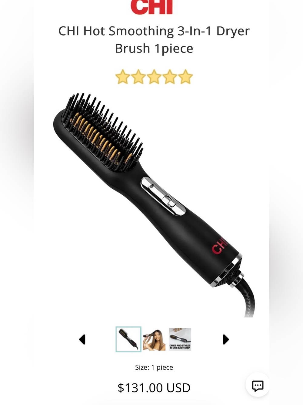 NWT CHI Hot Smoothing 3-In-1 Dryer Brush Brand New in Box